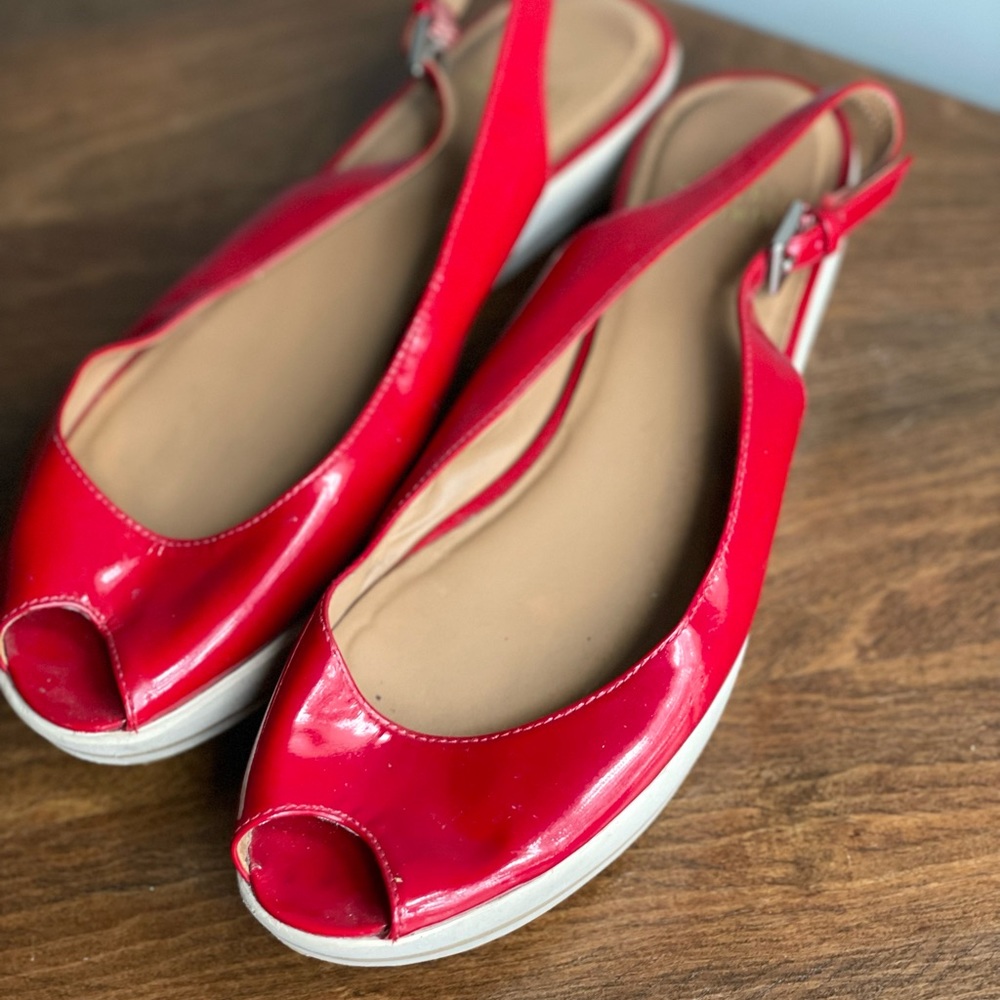 Stuart Weitzman Red Patent Leather Shoes, Platform Shoes, Gift for Her,